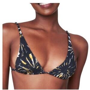 Andie x Demi Moore NWT The Tropez Luxe Flat Bikini Top- Black Firework Print XS